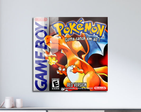 Pokemon Red Charizard Gameboy Cover Metal Poster