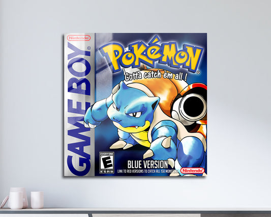 Pokemon Blue Blastoise Gameboy Cover Metal Poster
