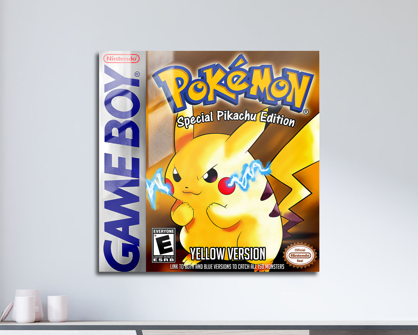 Pokemon Yellow Pikachu Gameboy Cover Metal Poster