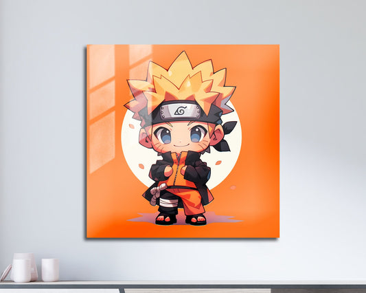 Anime Town Creations Metal Poster Square Chibi Naruto 10" x 10" Home Goods - Anime Naruto Metal Poster