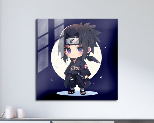 Anime Town Creations Metal Poster Square Chibi Sasuke 10" x 10" Home Goods - Anime Naruto Metal Poster