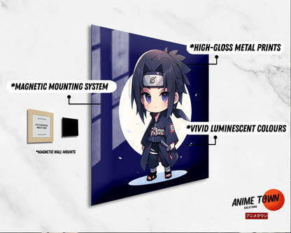Anime Town Creations Metal Poster Square Chibi Sasuke 10" x 10" Home Goods - Anime Naruto Metal Poster