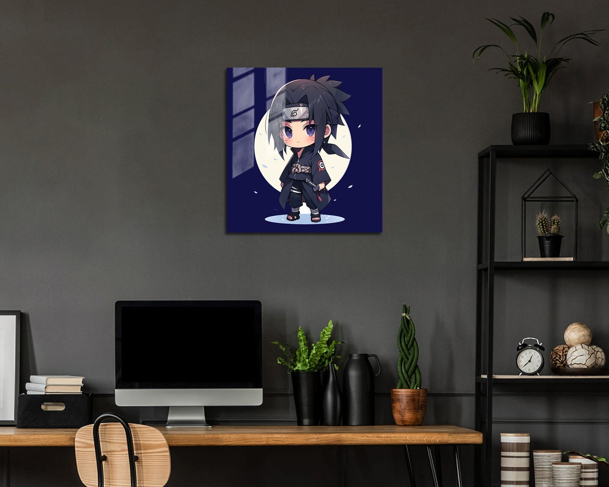 Anime Town Creations Metal Poster Square Chibi Sasuke 10" x 10" Home Goods - Anime Naruto Metal Poster