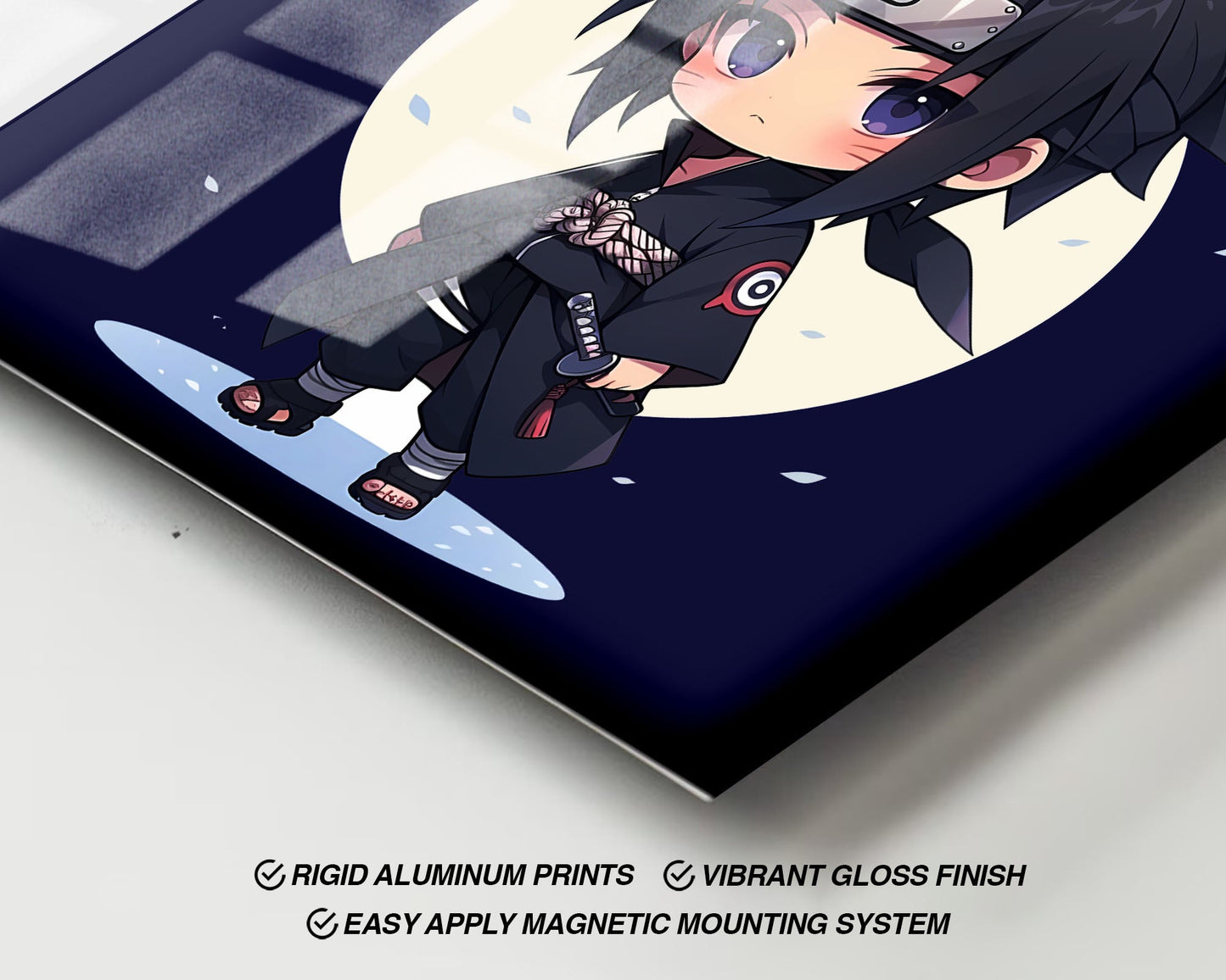 Anime Town Creations Metal Poster Square Chibi Sasuke 10" x 10" Home Goods - Anime Naruto Metal Poster