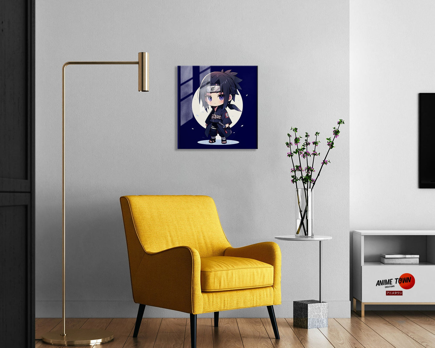 Anime Town Creations Metal Poster Square Chibi Sasuke 10" x 10" Home Goods - Anime Naruto Metal Poster