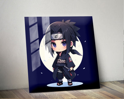 Anime Town Creations Metal Poster Square Chibi Sasuke 10" x 10" Home Goods - Anime Naruto Metal Poster