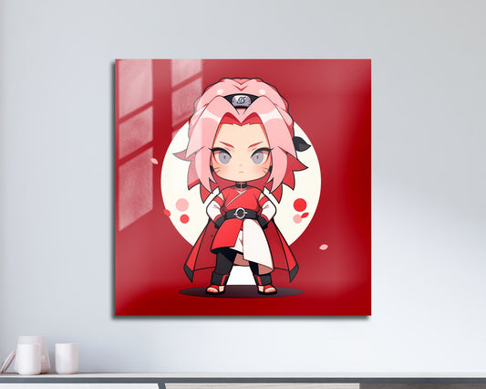 Anime Town Creations Metal Poster Square Chibi Sakura 10" x 10" Home Goods - Anime Naruto Metal Poster
