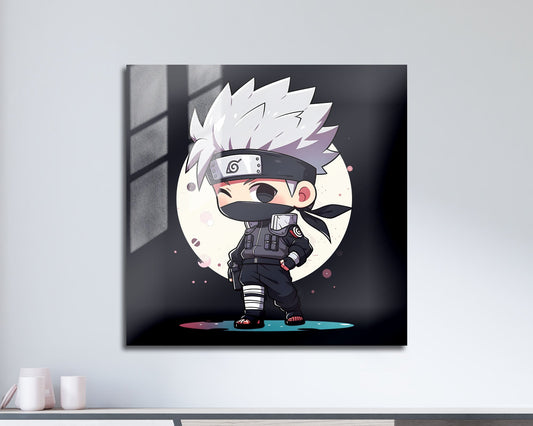 Anime Town Creations Metal Poster Square Chibi Kakashi 10" x 10" Home Goods - Anime Naruto Metal Poster