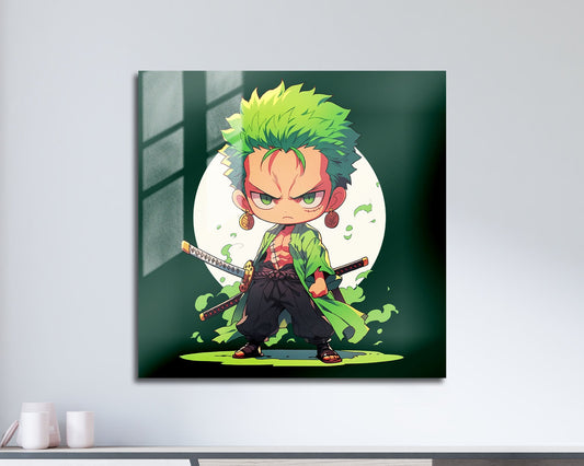 Anime Town Creations Metal Poster Square Chibi Zoro 10" x 10" Home Goods - Anime One Piece Metal Poster