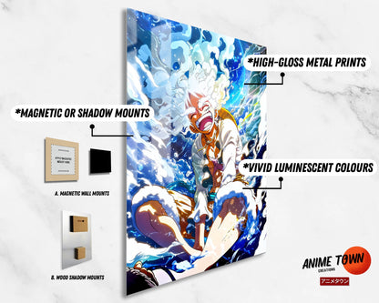 Anime Town Creations Metal Poster One Piece Luffy Gear 5 Joyboy 11" x 17" Home Goods - Anime One Piece Metal Poster