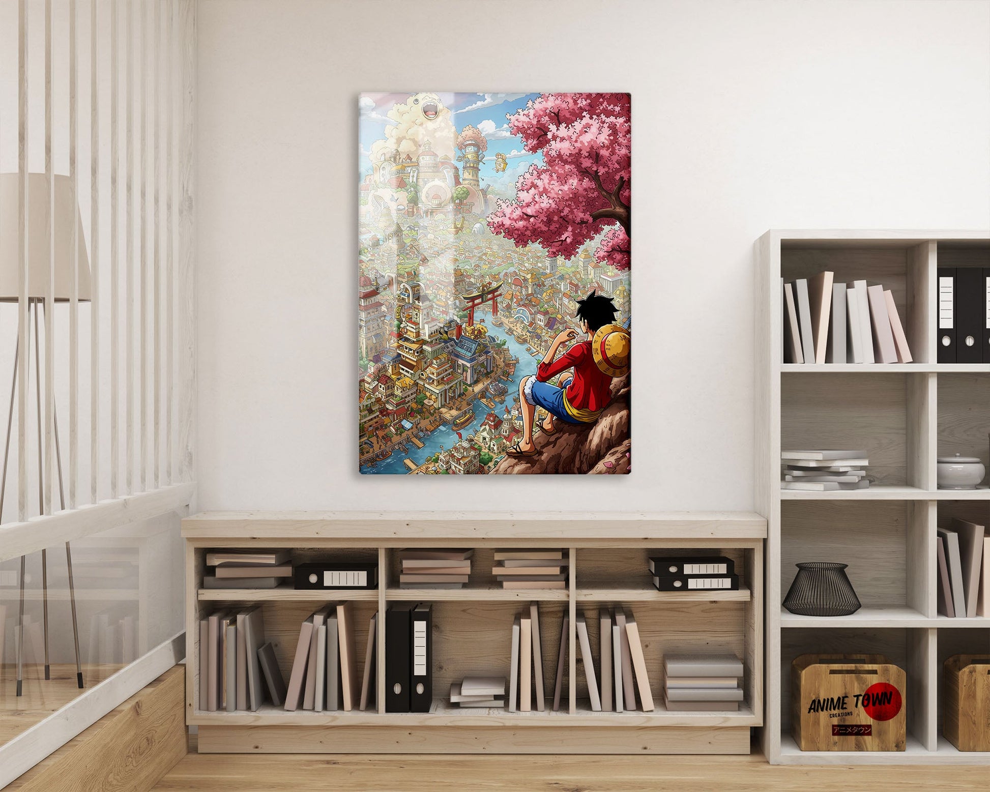 Anime Town Creations Metal Poster One Piece Luffy Town 16" x 24" Home Goods - Anime One Piece Metal Poster