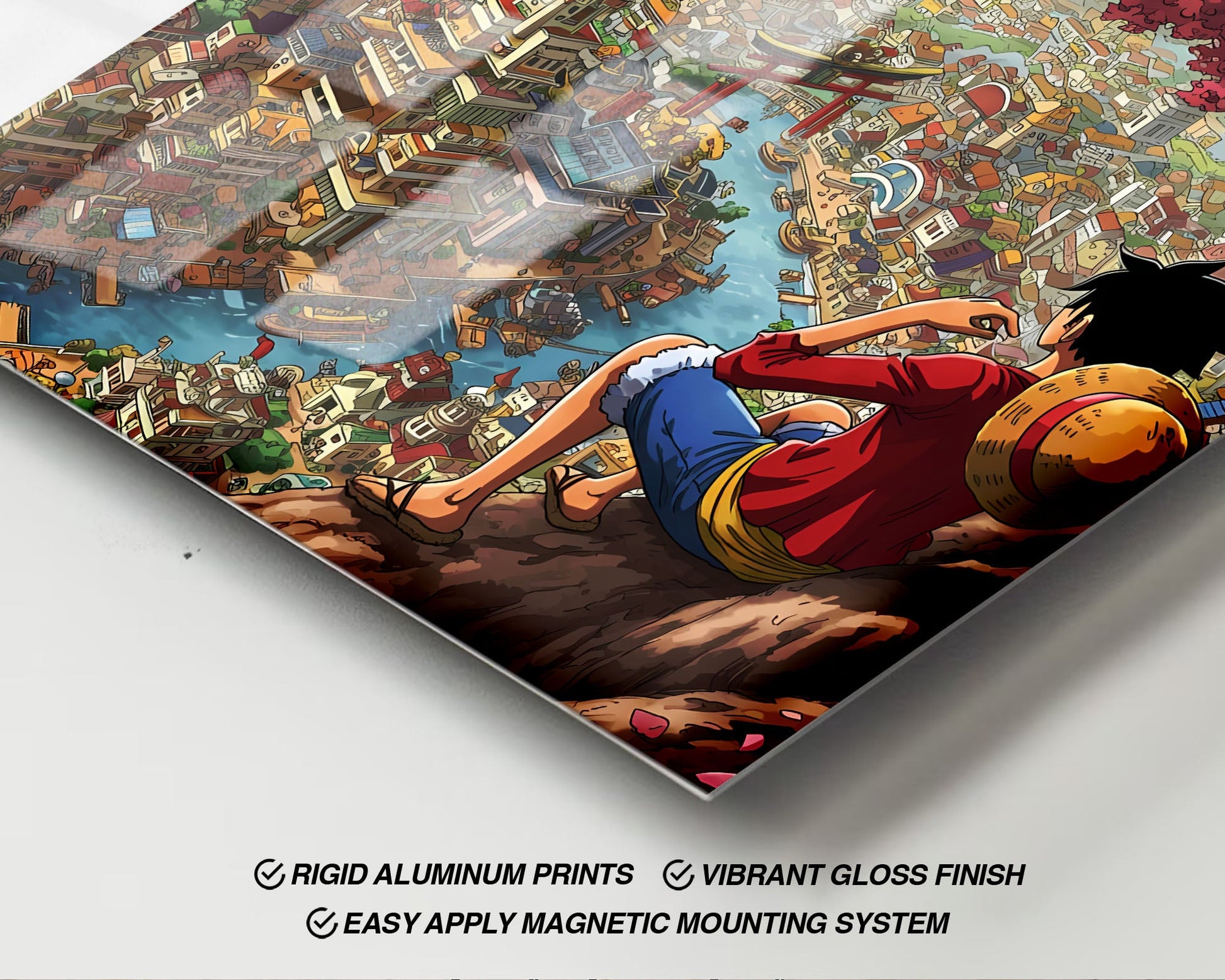 Anime Town Creations Metal Poster One Piece Luffy Town 24" x 36" Home Goods - Anime One Piece Metal Poster