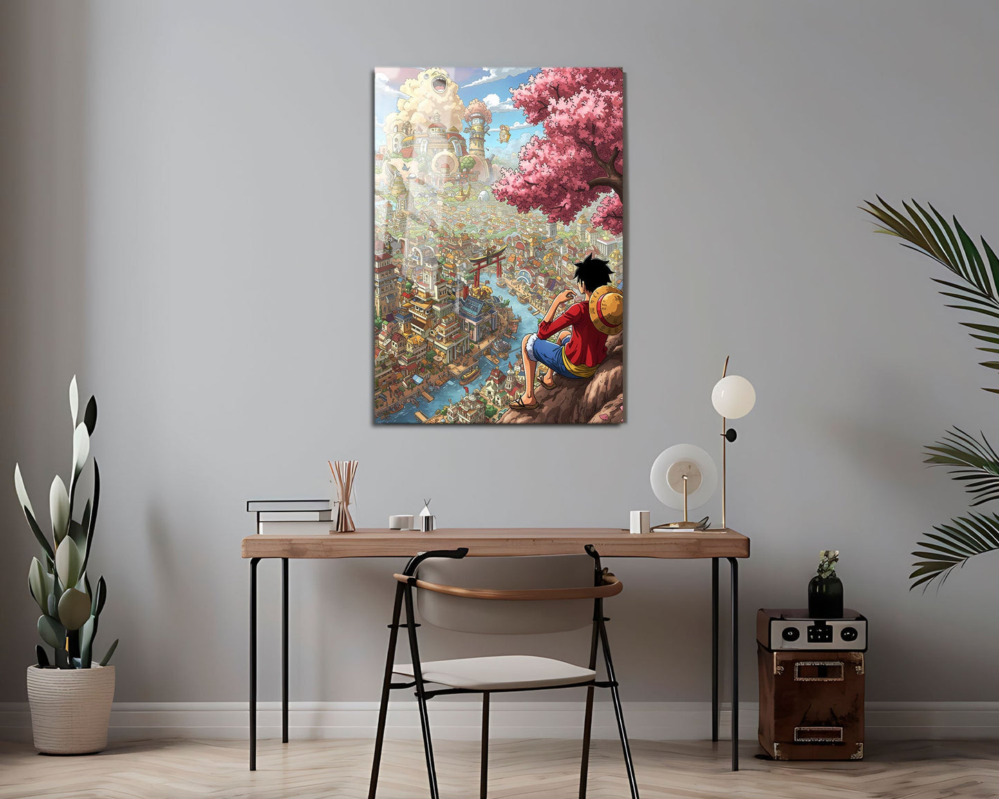 Anime Town Creations Metal Poster One Piece Luffy Town 24" x 36" Home Goods - Anime One Piece Metal Poster