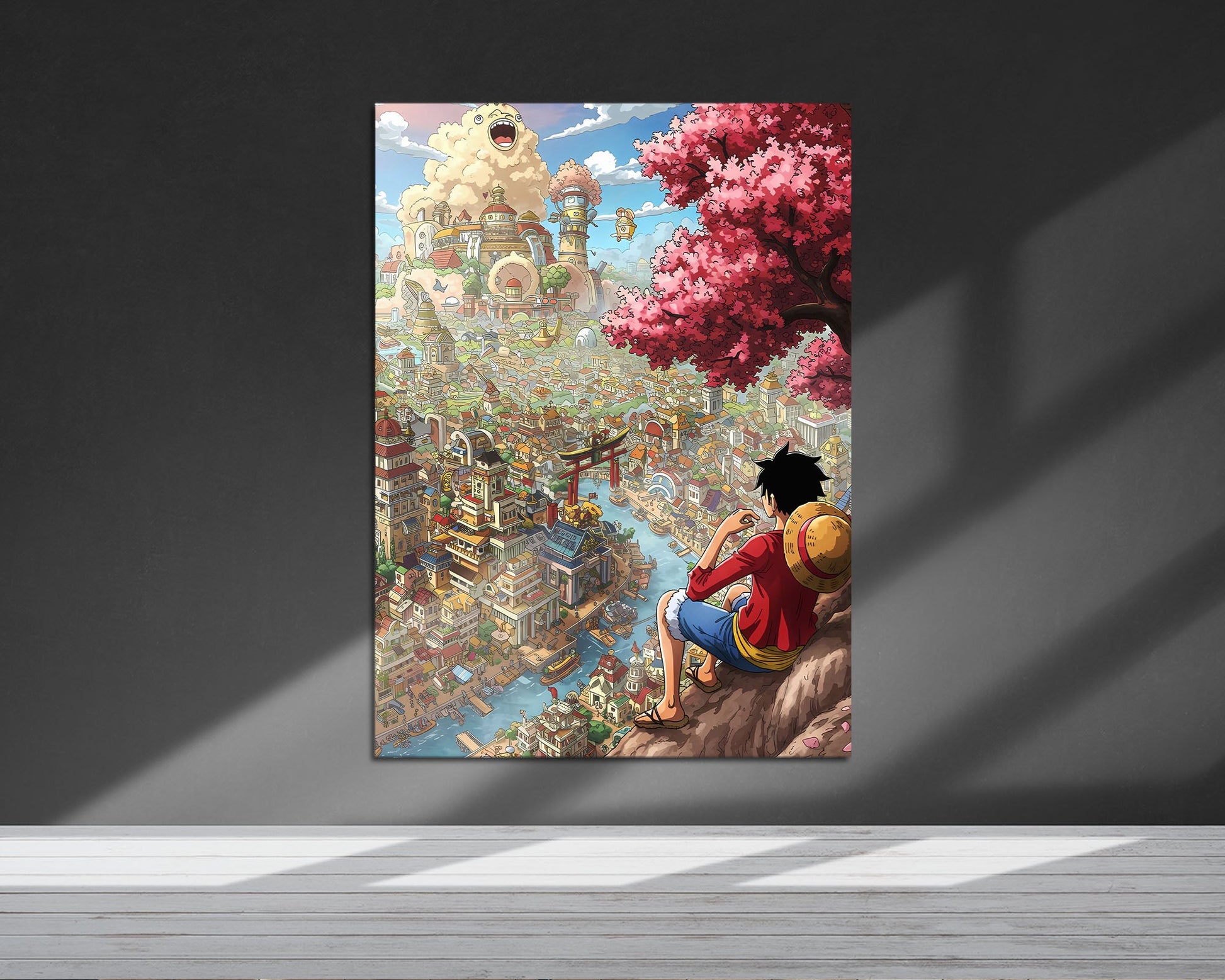 Anime Town Creations Metal Poster One Piece Luffy Town 5" x 7" Home Goods - Anime One Piece Metal Poster