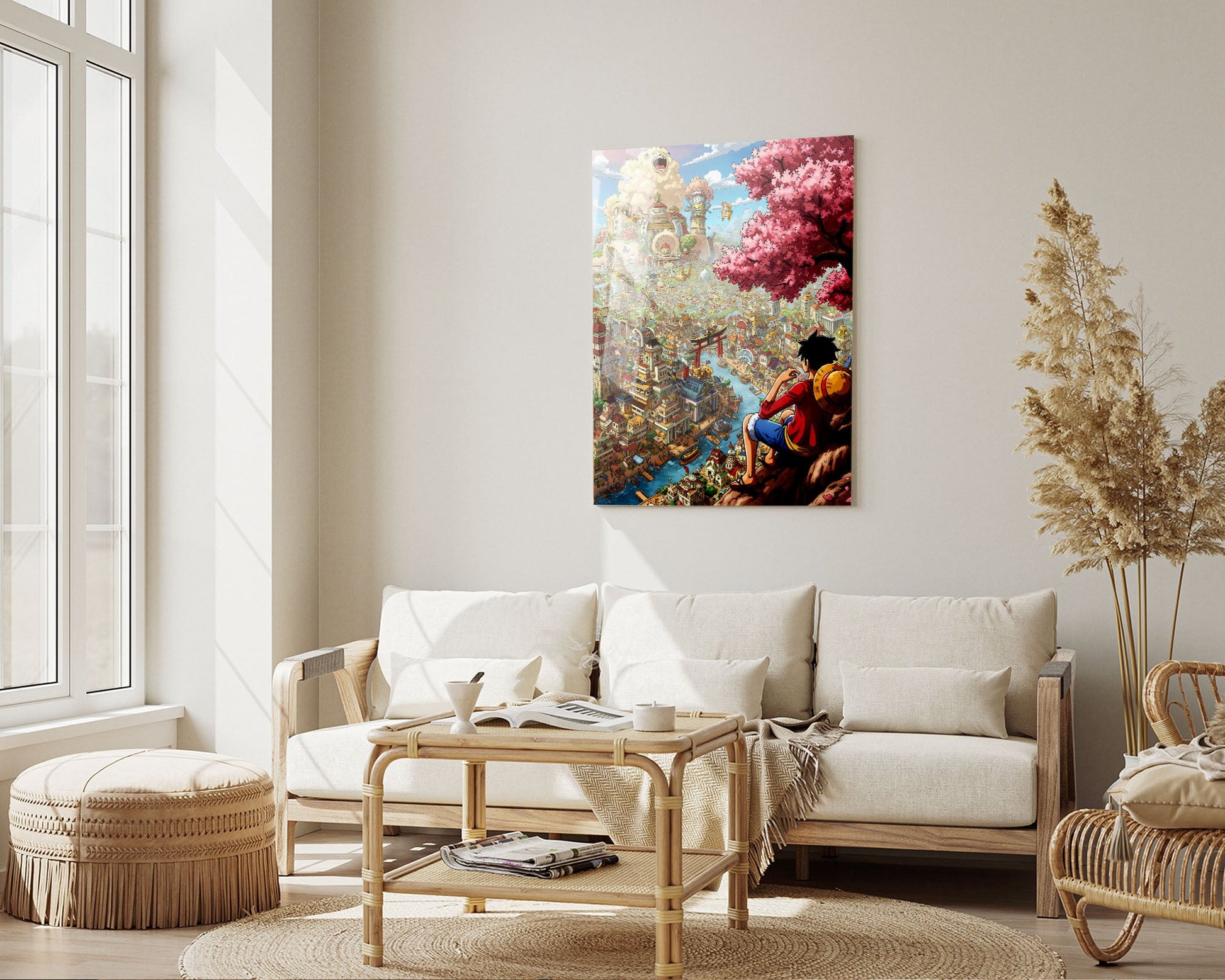 Anime Town Creations Metal Poster One Piece Luffy Town 5" x 7" Home Goods - Anime One Piece Metal Poster