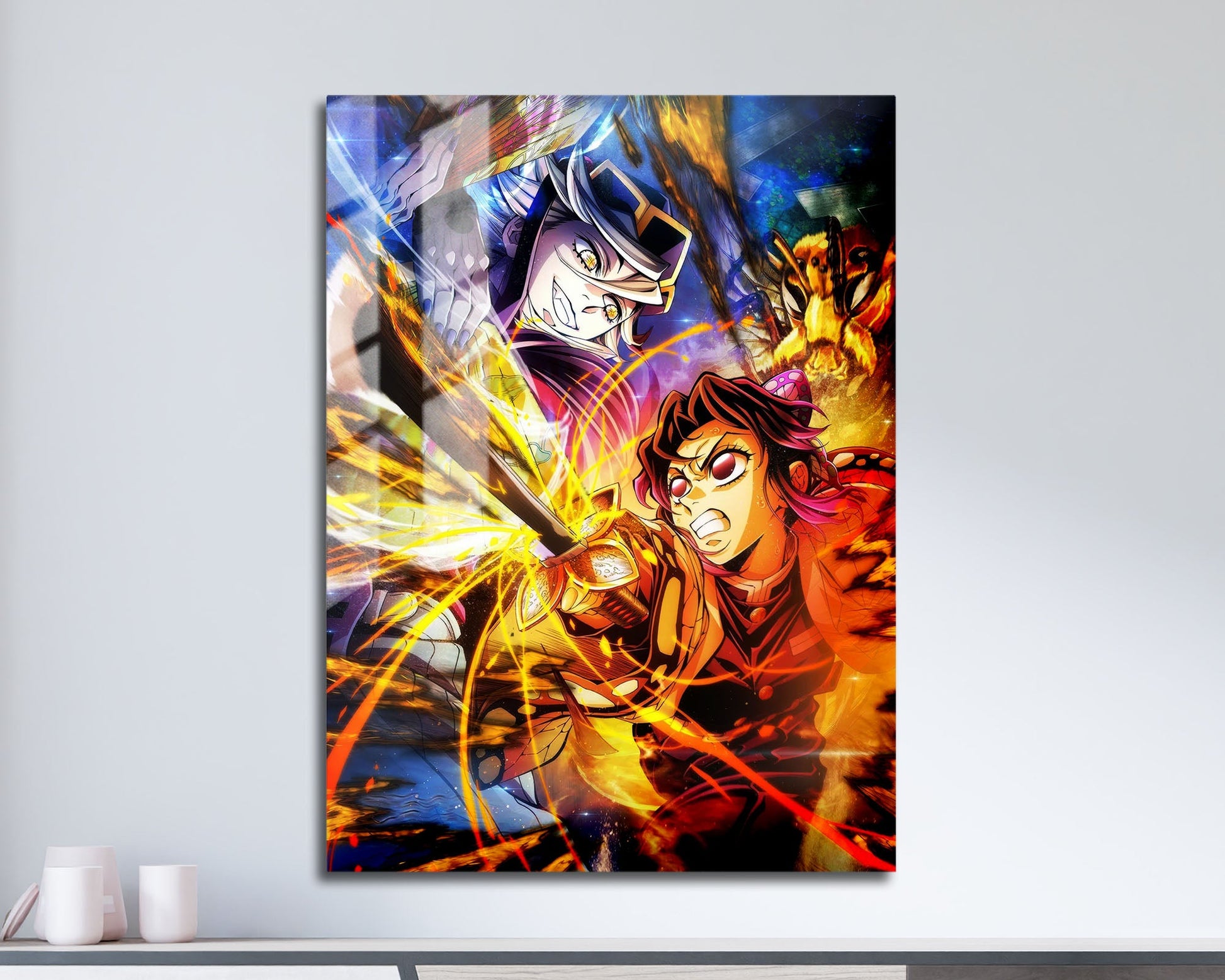 Anime Town Creations Metal Poster Demon Slayer Infinity Castle Shinobu vs Doma 11" x 17" Home Goods - Anime Demon Slayer Metal Poster