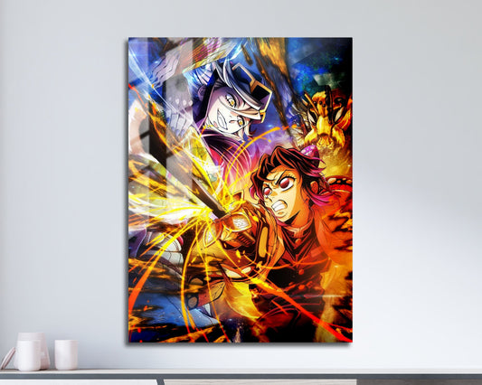 Anime Town Creations Metal Poster Demon Slayer Infinity Castle Shinobu vs Doma 11" x 17" Home Goods - Anime Demon Slayer Metal Poster