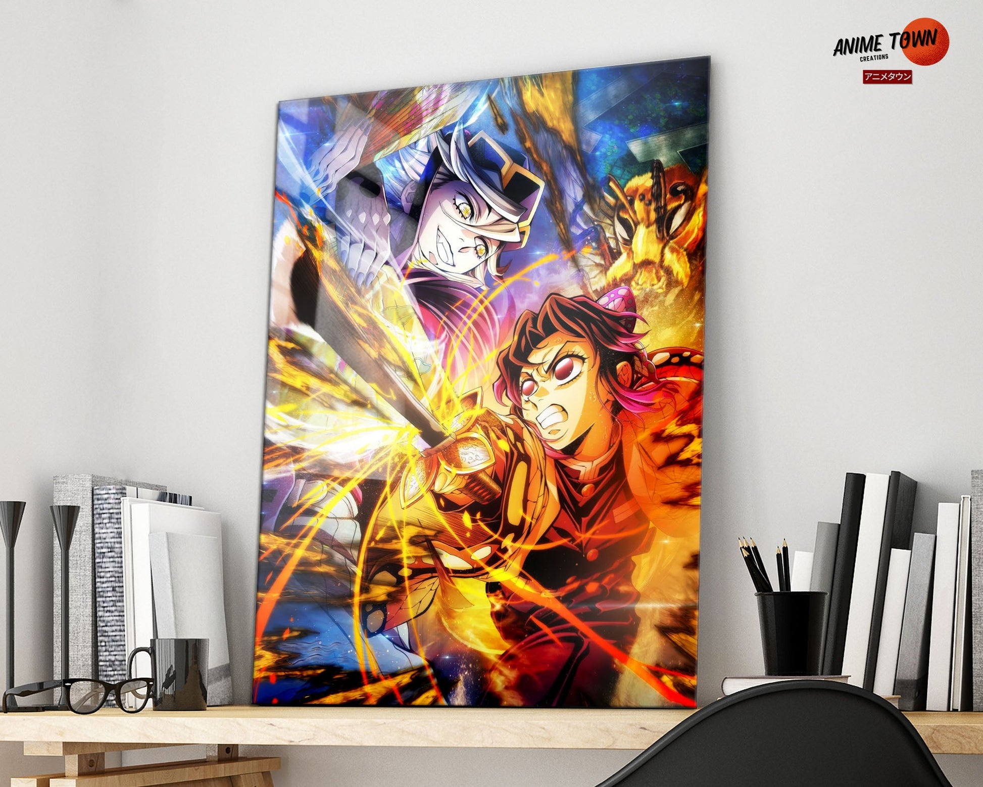 Anime Town Creations Metal Poster Demon Slayer Infinity Castle Shinobu vs Doma 16" x 24" Home Goods - Anime Demon Slayer Metal Poster