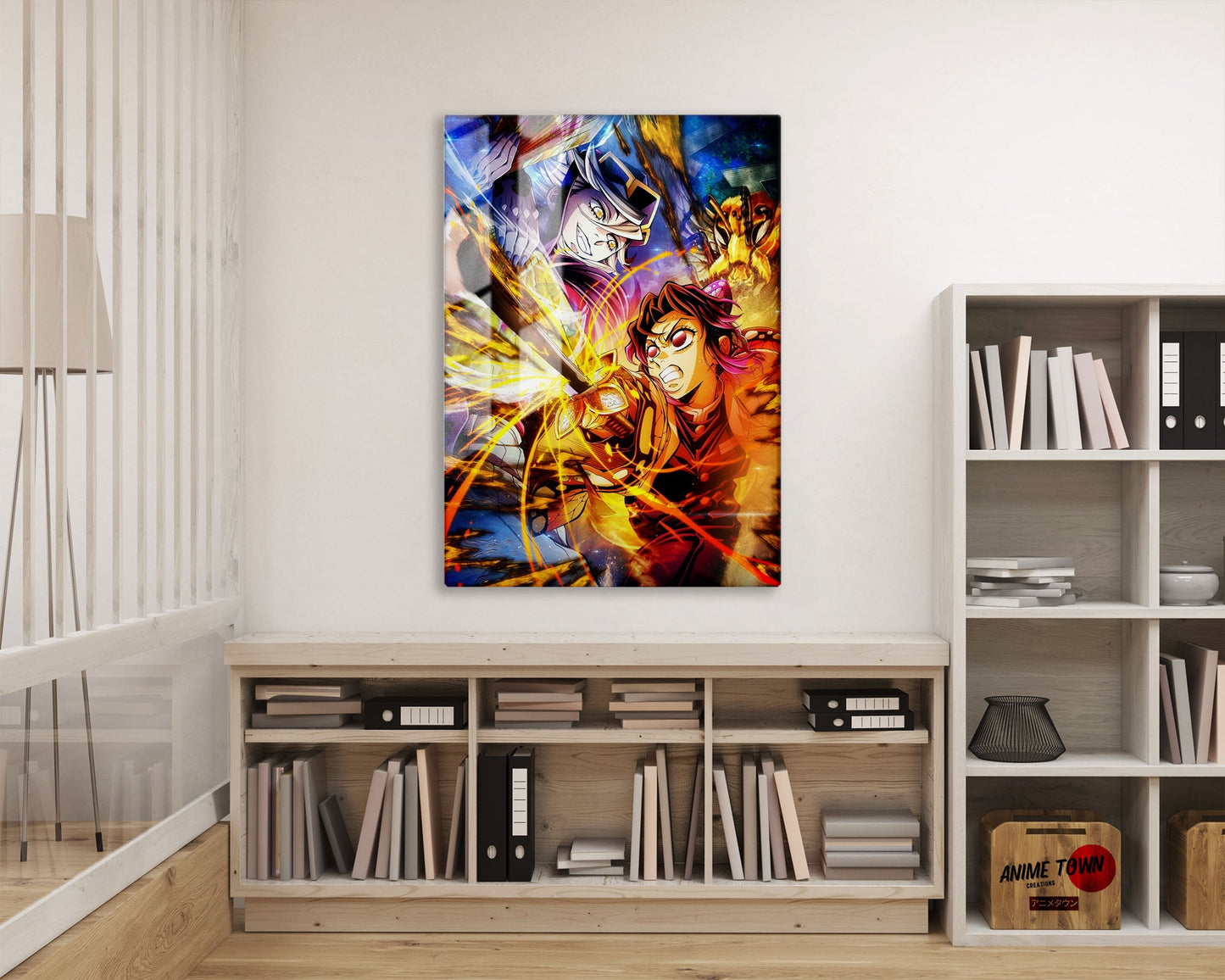 Anime Town Creations Metal Poster Demon Slayer Infinity Castle Shinobu vs Doma 16" x 24" Home Goods - Anime Demon Slayer Metal Poster