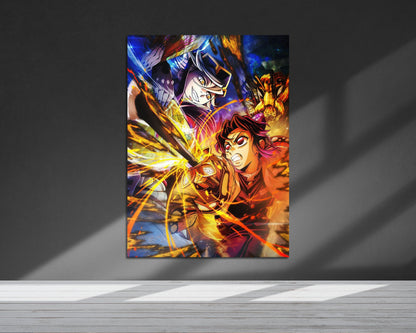 Anime Town Creations Metal Poster Demon Slayer Infinity Castle Shinobu vs Doma 5" x 7" Home Goods - Anime Demon Slayer Metal Poster