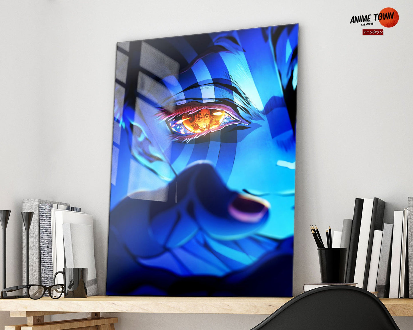 Anime Town Creations Metal Poster Demon Slayer Infinity Castle Akaza Eyes 16" x 24" Home Goods - Anime Demon Slayer Metal Poster