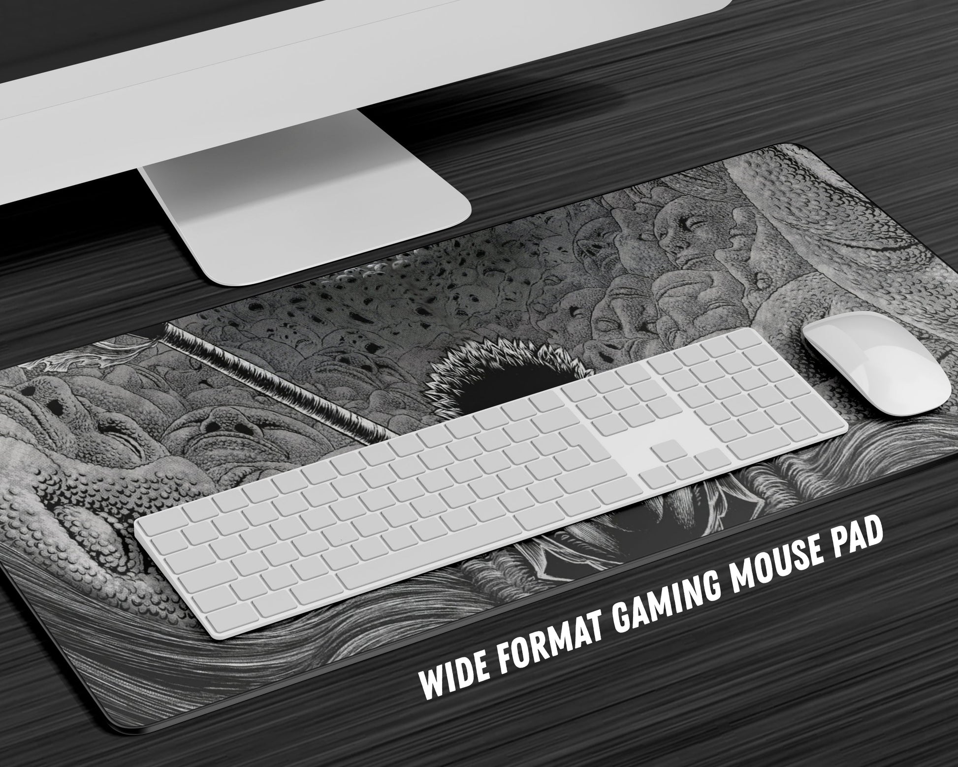 Anime Town Creations Mouse Pad Beserk Black and White Gaming Mouse Pad Accessories - Anime Berserk Gaming Mouse Pad