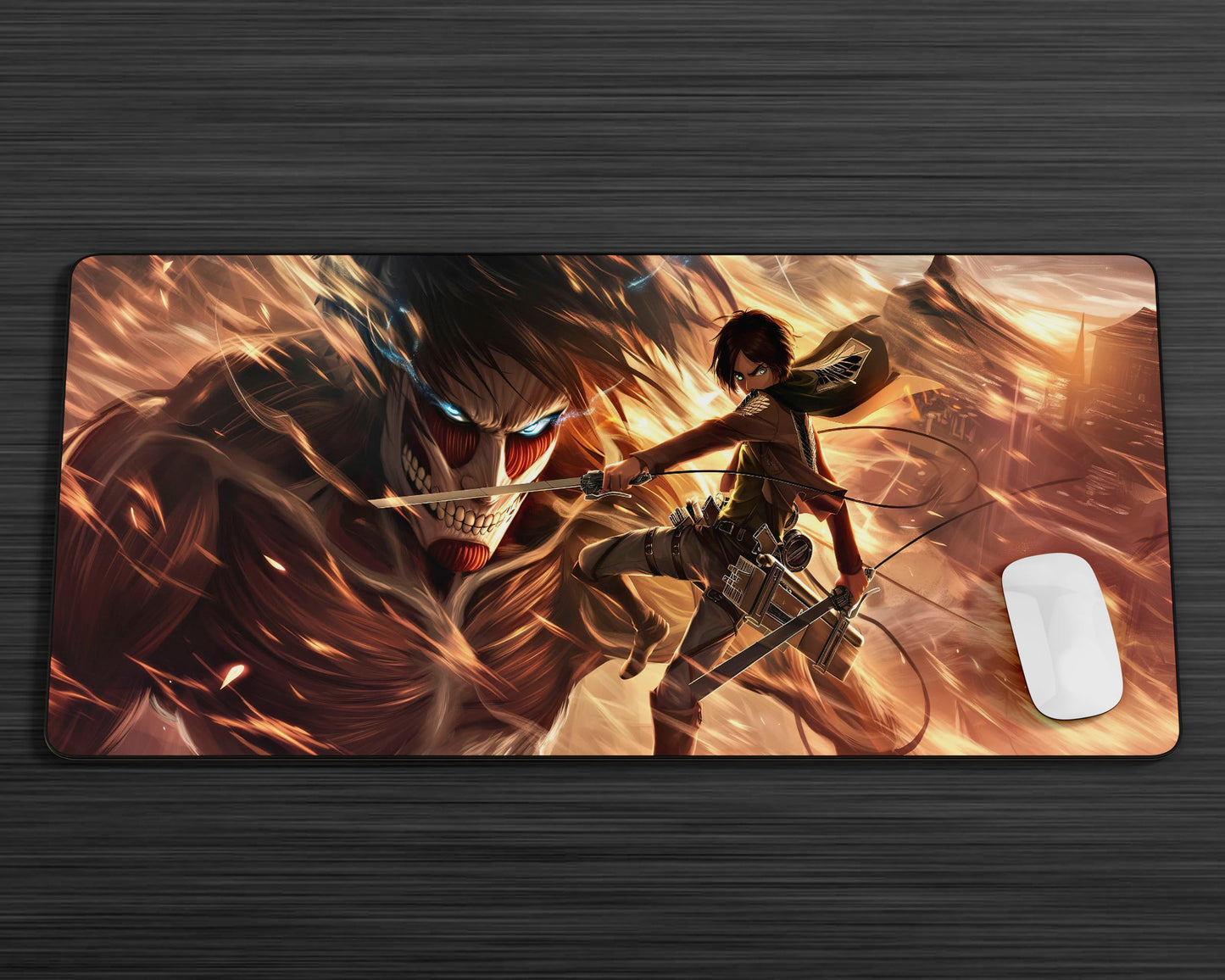 Anime Town Creations Mouse Pad Attack on Titan Eren Yeager Gaming Mouse Pad Accessories - Anime Attack on Titan Gaming Mouse Pad