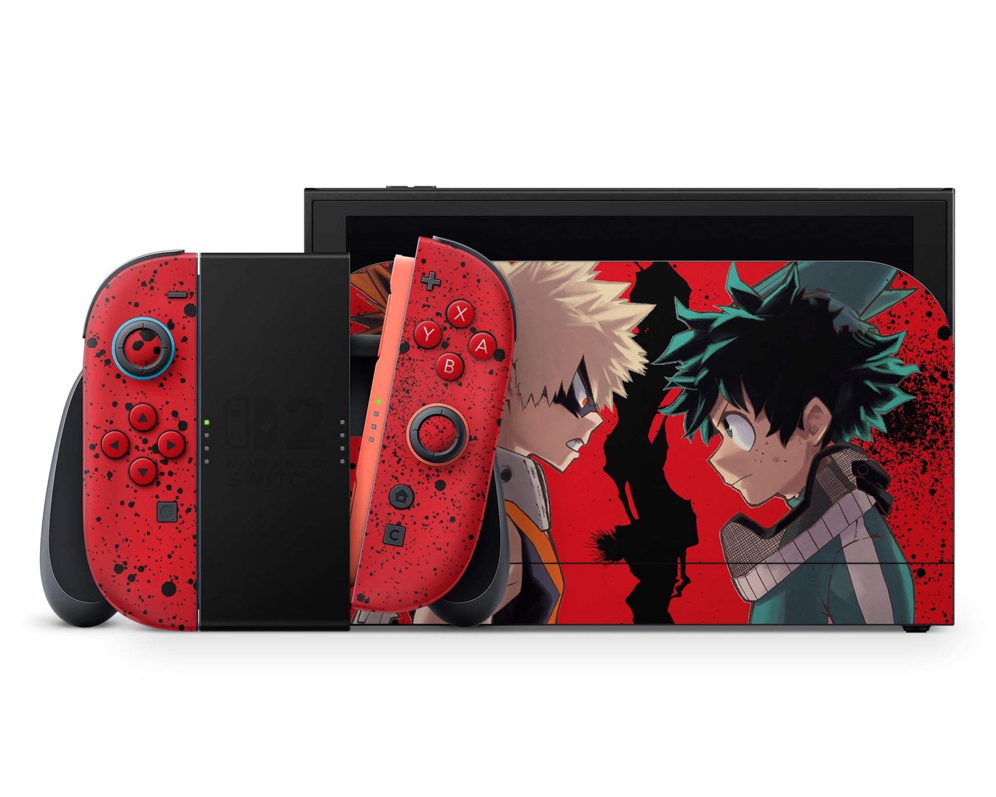 Anime Town Creations Nintendo Switch 2 My Hero Academia Red Vinyl +Tempered Glass Skins - Anime My Hero Academia Switch 2 Skin