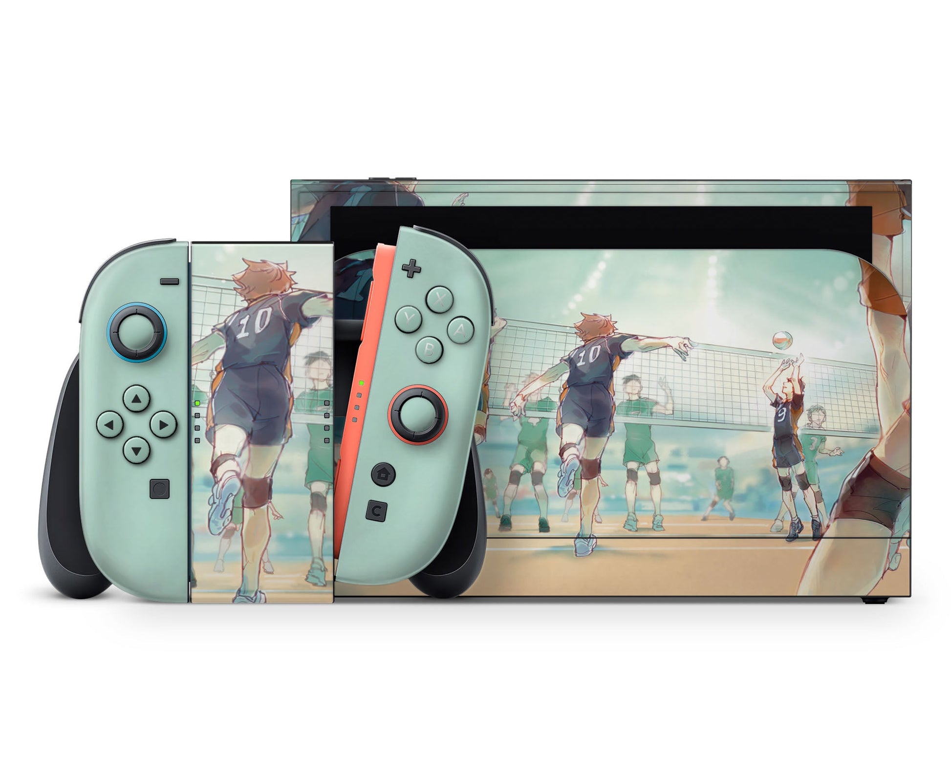 Anime Town Creations Nintendo Switch 2 Haikyuu Teal Mint Vinyl +Tempered Glass Skins - Anime Haikyuu Switch 2 Skin