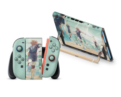 Anime Town Creations Nintendo Switch 2 Haikyuu Teal Mint Vinyl +Tempered Glass Skins - Anime Haikyuu Switch 2 Skin