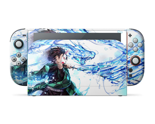 Anime Town Creations Nintendo Switch 2 Demon Slayer Tanjiro Water Breathing Style Vinyl only Skins - Anime Demon Slayer Switch 2 Skin