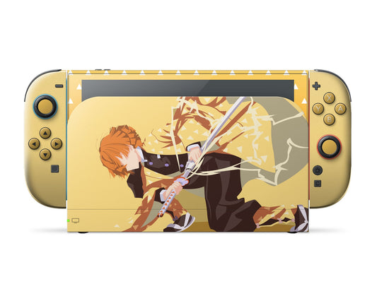 Anime Town Creations Nintendo Switch 2 Demon Slayer Zenitsu Lighting Breathing Style Vinyl only Skins - Anime Demon Slayer Switch 2 Skin