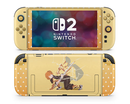 Anime Town Creations Nintendo Switch 2 Demon Slayer Zenitsu Lighting Breathing Style Vinyl only Skins - Anime Demon Slayer Switch 2 Skin