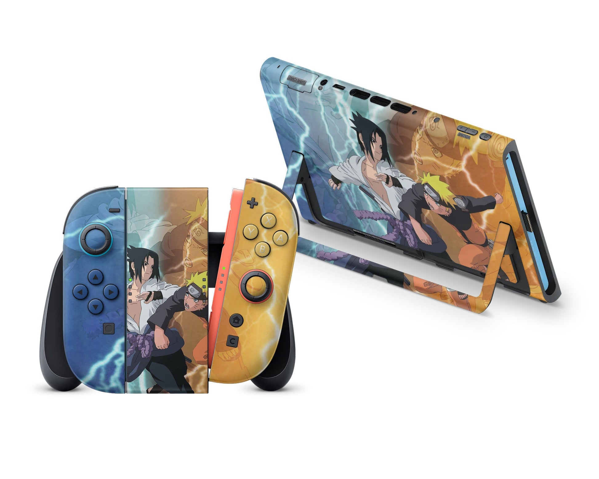 Anime Town Creations Nintendo Switch 2 Naruto vs. Sasuke Vinyl +Tempered Glass Skins - Anime Naruto Switch 2 Skin
