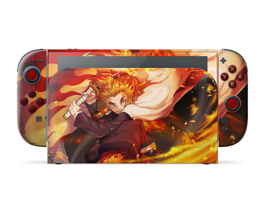 Anime Town Creations Nintendo Switch 2 Demon Slayer Kyojuro Rengoku Vinyl only Skins - Anime Demon Slayer Switch 2 Skin
