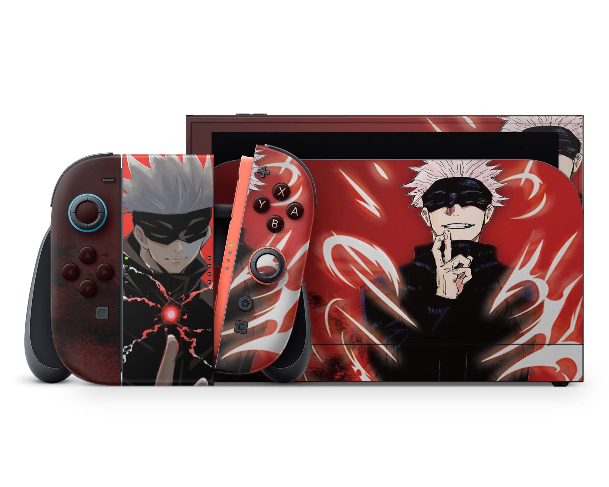 Anime Town Creations Nintendo Switch 2 Satoru Gojo Red Vinyl +Tempered Glass Skins - Anime Jujutsu Kaisen Switch 2 Skin