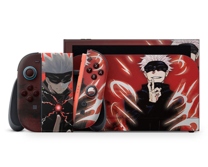 Anime Town Creations Nintendo Switch 2 Satoru Gojo Red Vinyl +Tempered Glass Skins - Anime Jujutsu Kaisen Switch 2 Skin