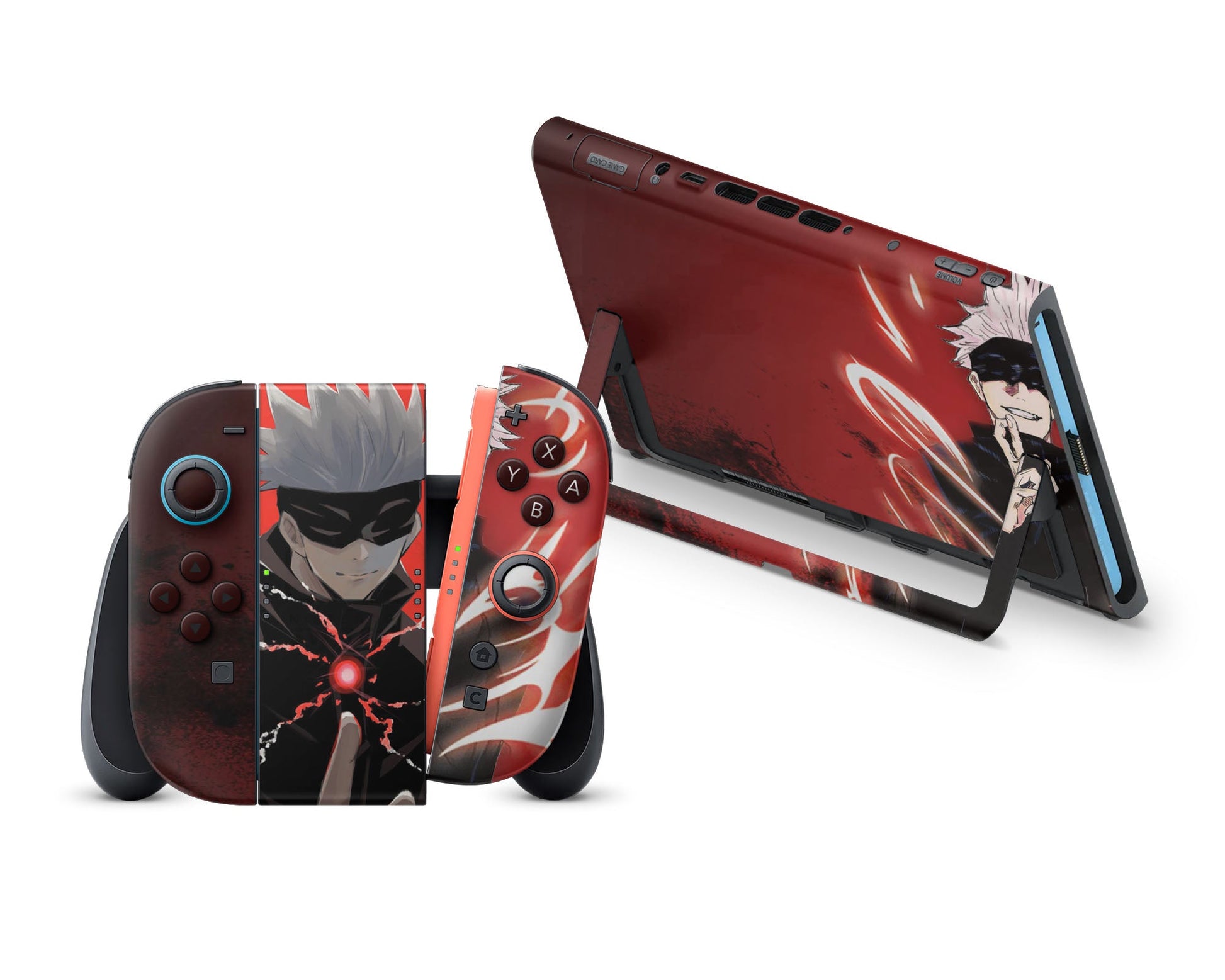 Anime Town Creations Nintendo Switch 2 Satoru Gojo Red Vinyl +Tempered Glass Skins - Anime Jujutsu Kaisen Switch 2 Skin