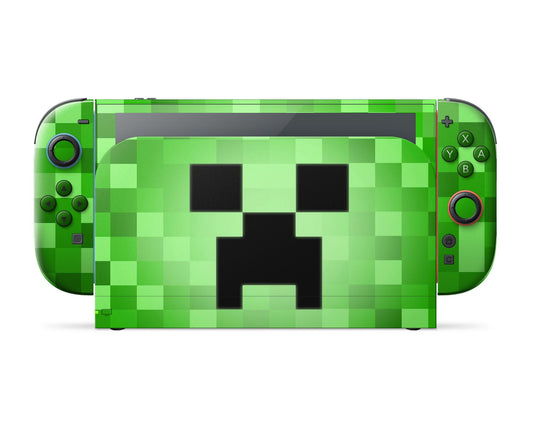 Anime Town Creations Nintendo Switch 2 Minecraft Creeper Face Vinyl only Skins - Anime Minecraft Switch 2 Skin