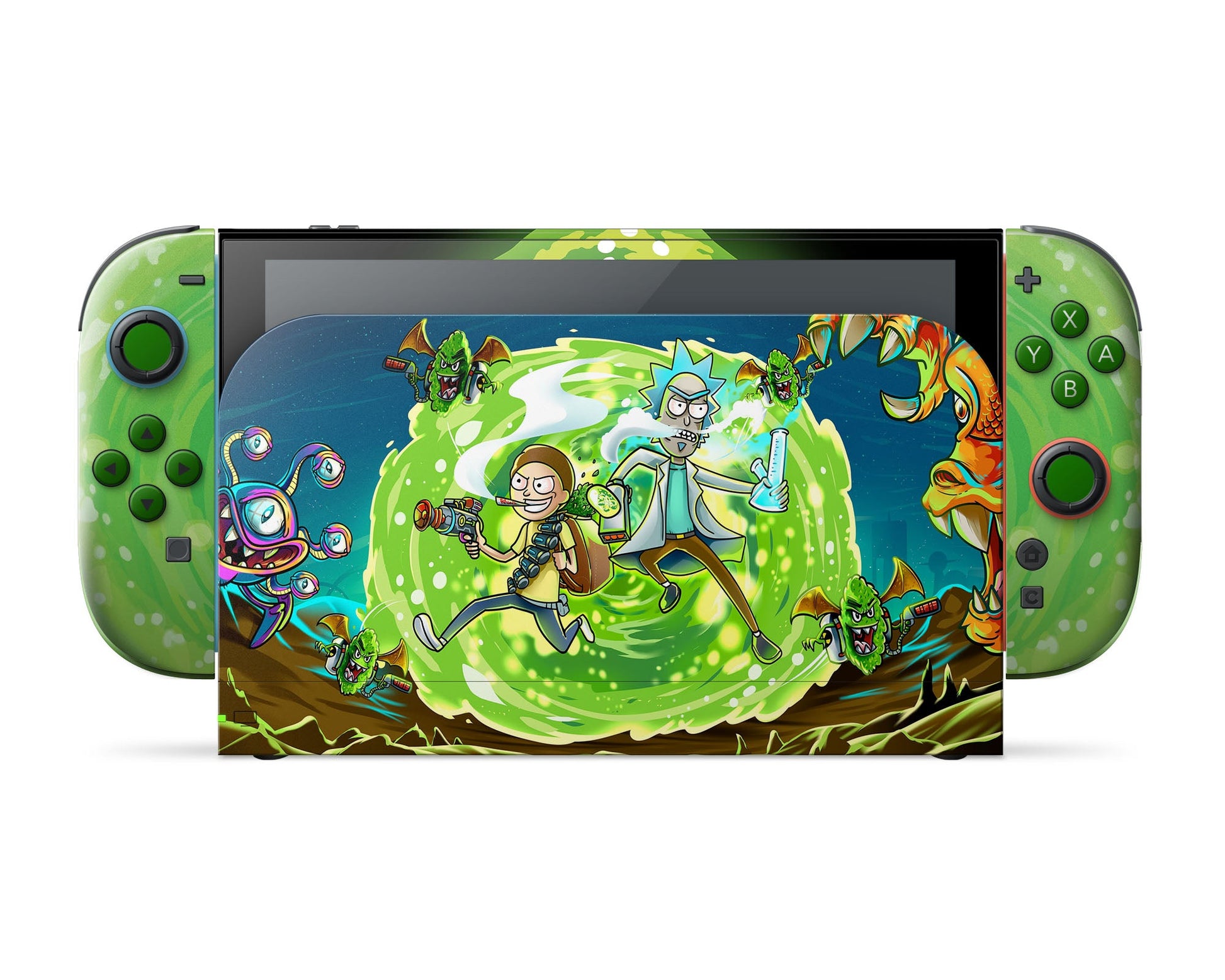 Anime Town Creations Nintendo Switch 2 Rick and Morty Portal Time Vinyl only Skins - Anime Rick and Morty Switch 2 Skin