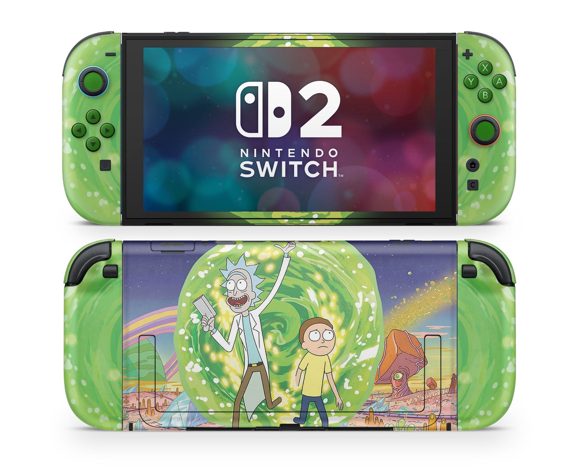 Anime Town Creations Nintendo Switch 2 Rick and Morty Portal Time Vinyl only Skins - Anime Rick and Morty Switch 2 Skin