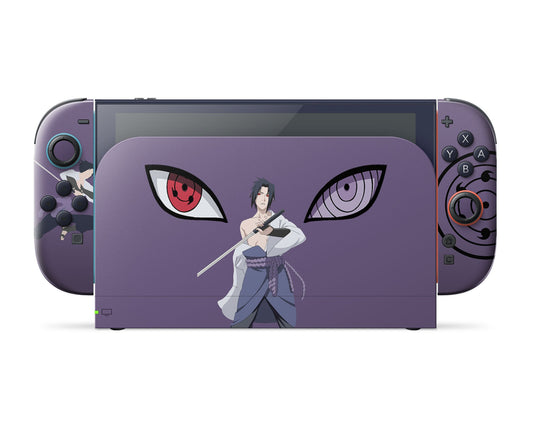 Anime Town Creations Nintendo Switch 2 Sasuke Rinnegan Sharingan Minimalist Vinyl only Skins - Anime Naruto Switch 2 Skin