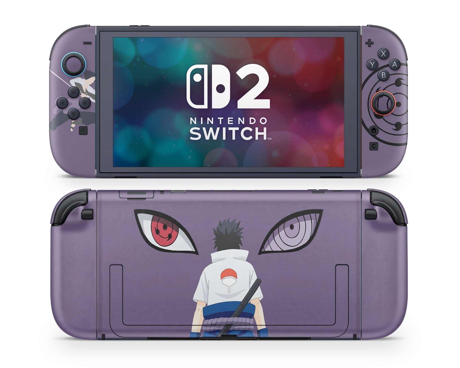Anime Town Creations Nintendo Switch 2 Sasuke Rinnegan Sharingan Minimalist Vinyl only Skins - Anime Naruto Switch 2 Skin