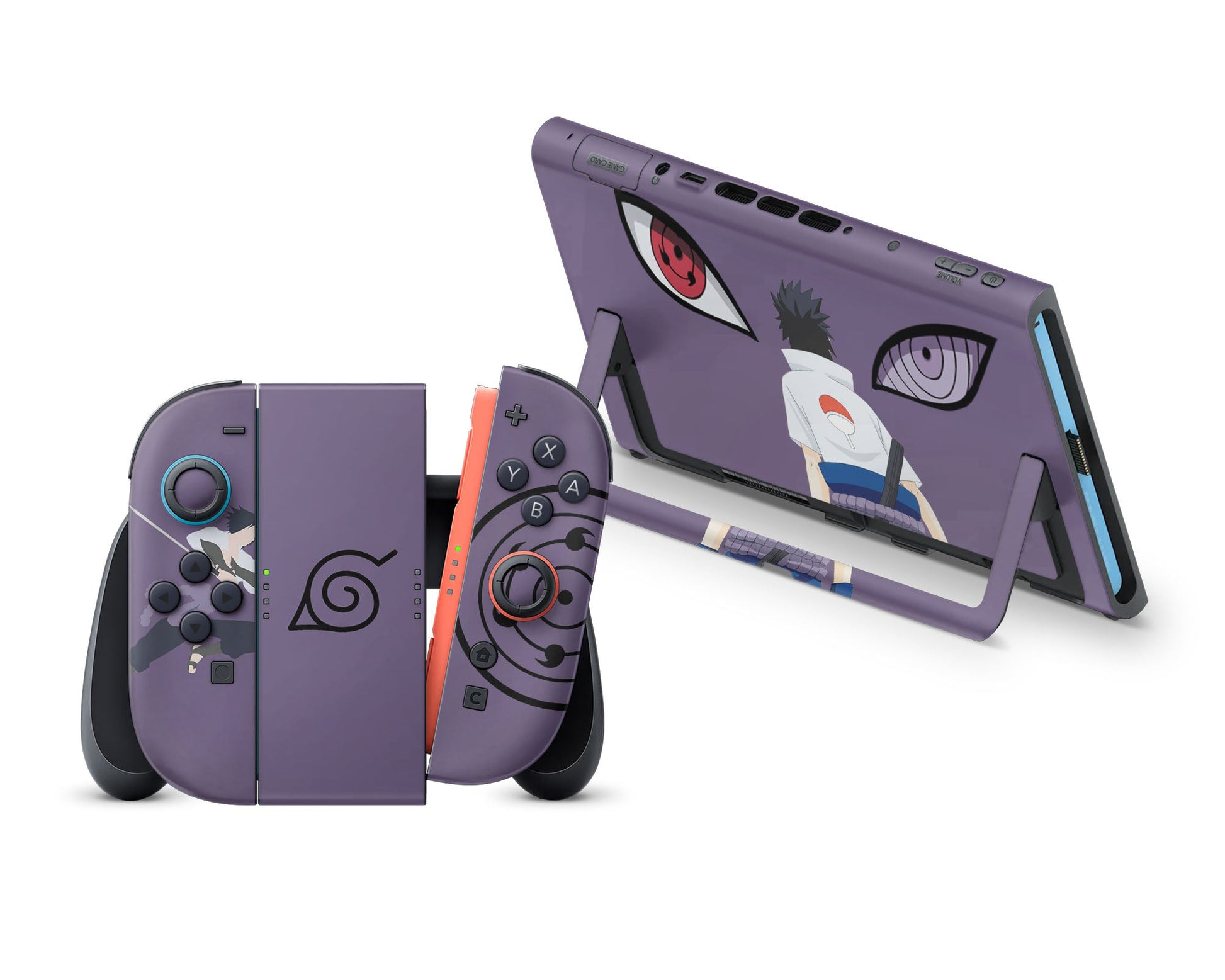 Anime Town Creations Nintendo Switch 2 Sasuke Rinnegan Sharingan Minimalist Vinyl +Tempered Glass Skins - Anime Naruto Switch 2 Skin