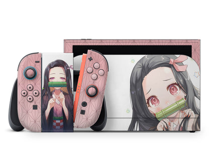 Anime Town Creations Nintendo Switch 2 Demon Slayer Kawaii Nezuko Vinyl +Tempered Glass Skins - Anime Demon Slayer Switch 2 Skin
