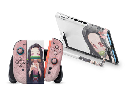 Anime Town Creations Nintendo Switch 2 Demon Slayer Kawaii Nezuko Vinyl +Tempered Glass Skins - Anime Demon Slayer Switch 2 Skin