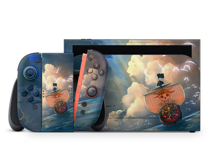 Anime Town Creations Nintendo Switch 2 One Piece A Thousand Sunny Vinyl +Tempered Glass Skins - Anime One Piece Switch 2 Skin