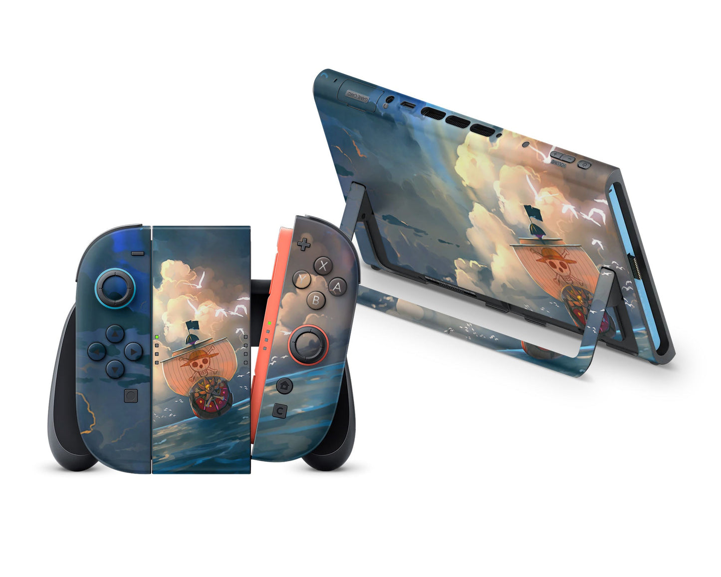 Anime Town Creations Nintendo Switch 2 One Piece A Thousand Sunny Vinyl +Tempered Glass Skins - Anime One Piece Switch 2 Skin