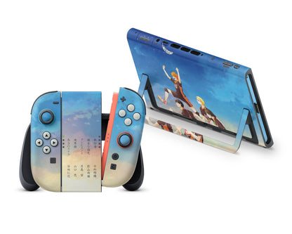 Anime Town Creations Nintendo Switch 2 Haikyuu Blue Skies Vinyl +Tempered Glass Skins - Anime Haikyuu Switch 2 Skin