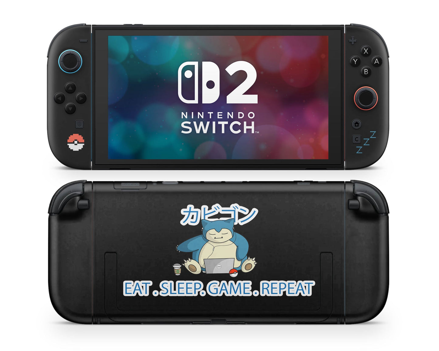 Anime Town Creations Nintendo Switch 2 Snorlax Eat Sleep Game Repeat Vinyl only Skins - Anime Pokemon Switch 2 Skin